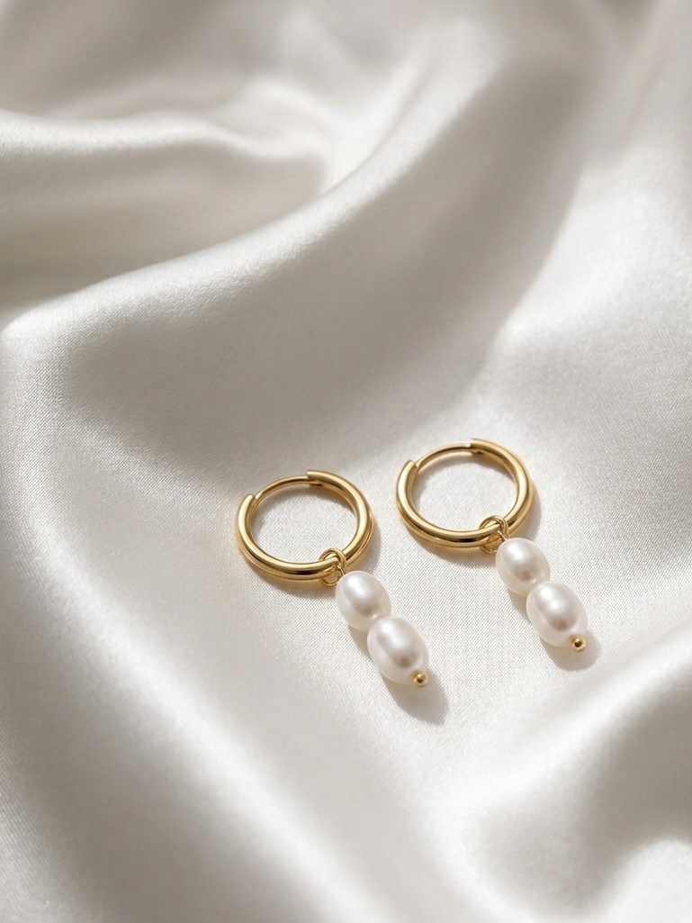 Twin Tide Pearl Hoops